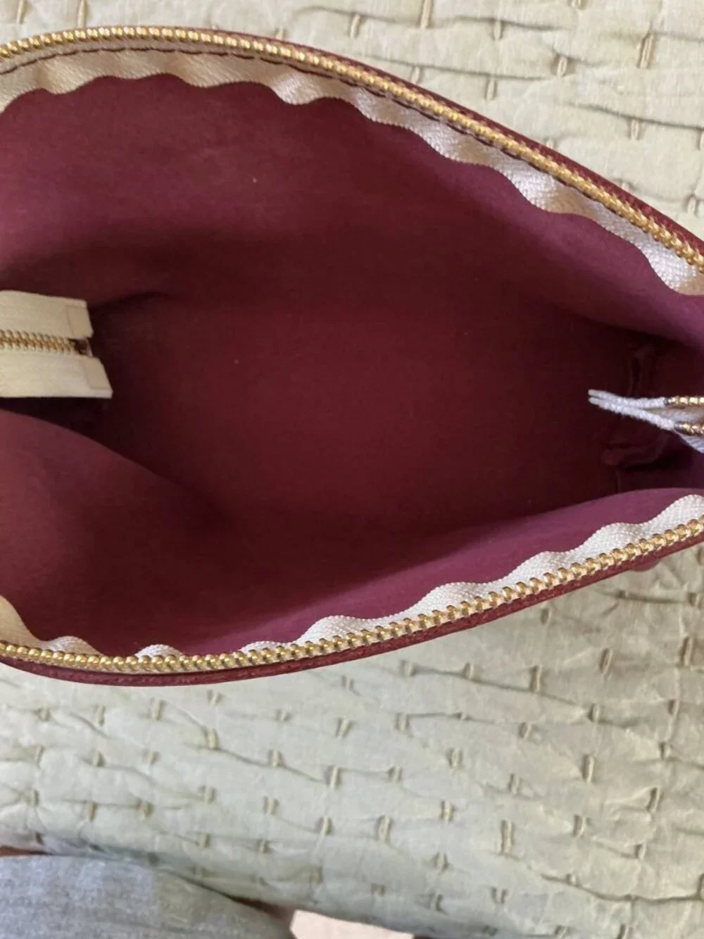 Magenta Quality Leather Cosmetic Bag Embossed with Initial P Floral Sogoodsowood